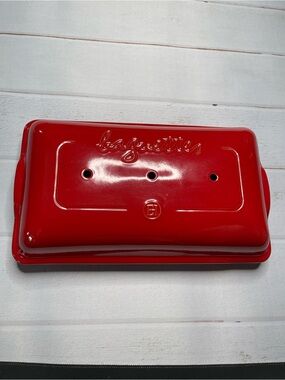 Emile Henry 3 Baguette Baker Ceramic Bread Bakeware Burgundy New France Red